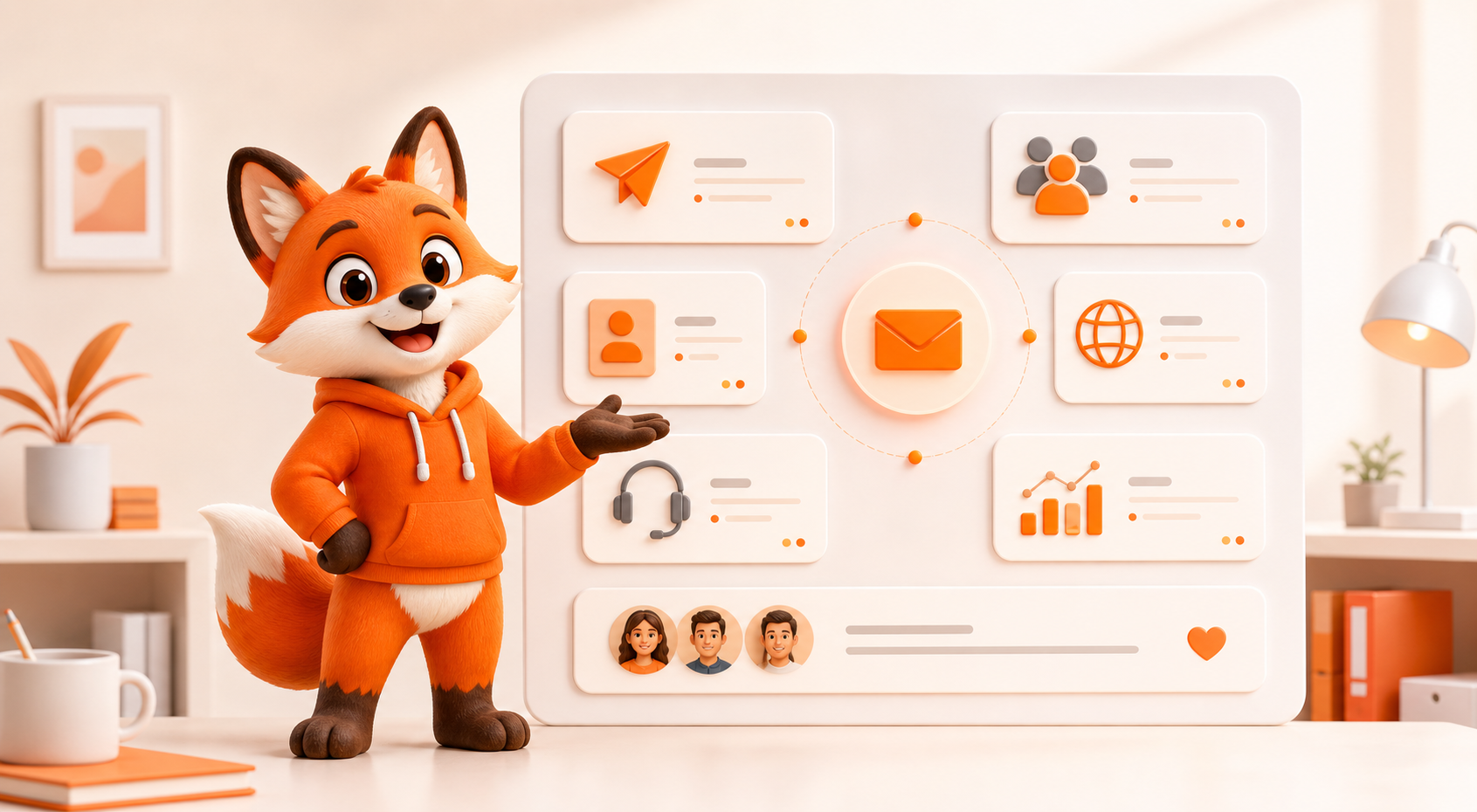 Proiga fox presenting the platform mission and workspace modules