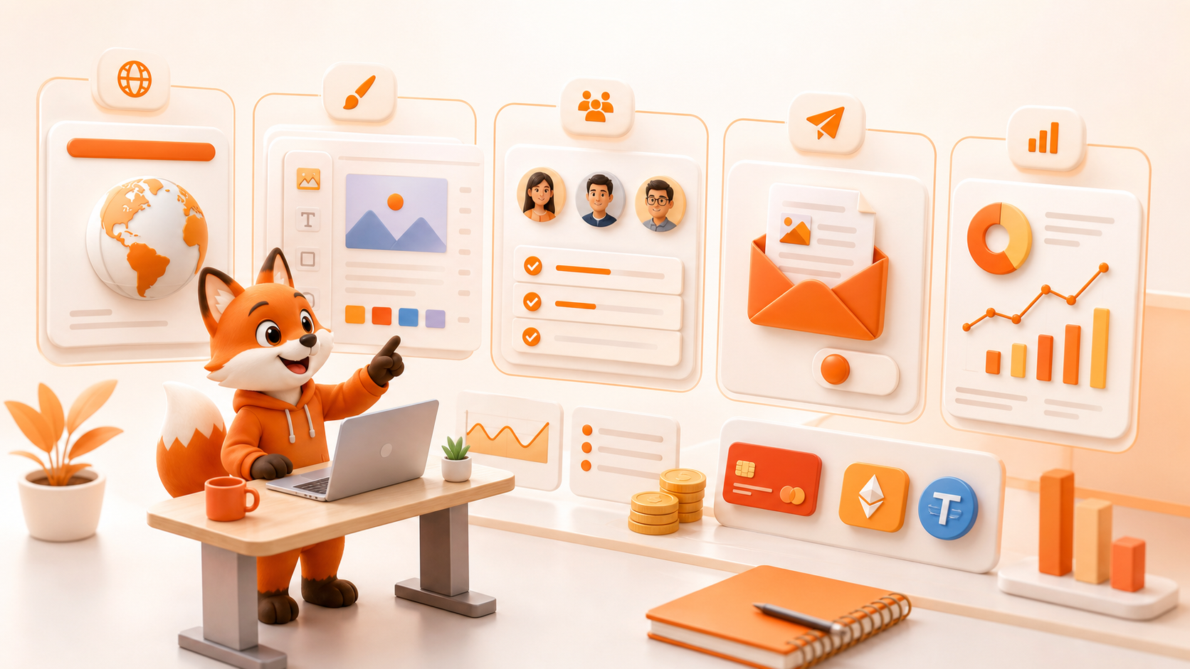 Proiga fox coordinating domain setup, templates, team work, campaign launch, and stats